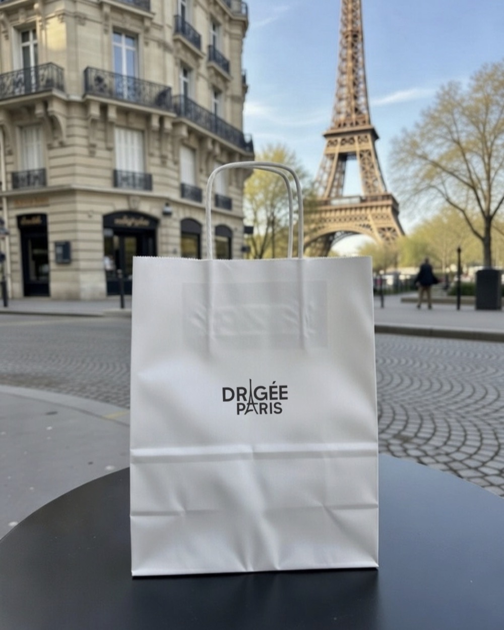 Sac Dragée Paris devant la Tour Eiffel, à Paris